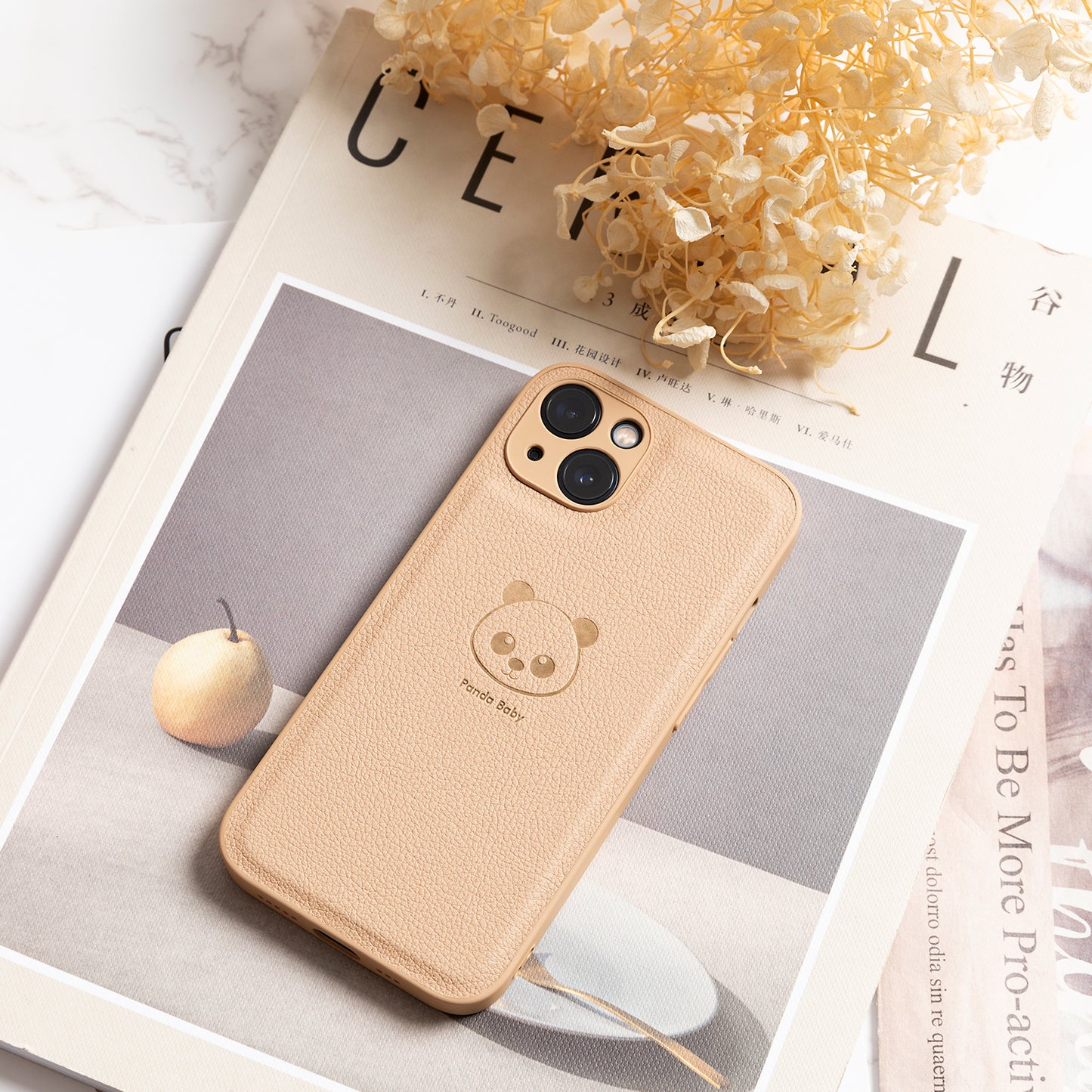 Étui en cuir végétalien pour iPhone 15 Plus