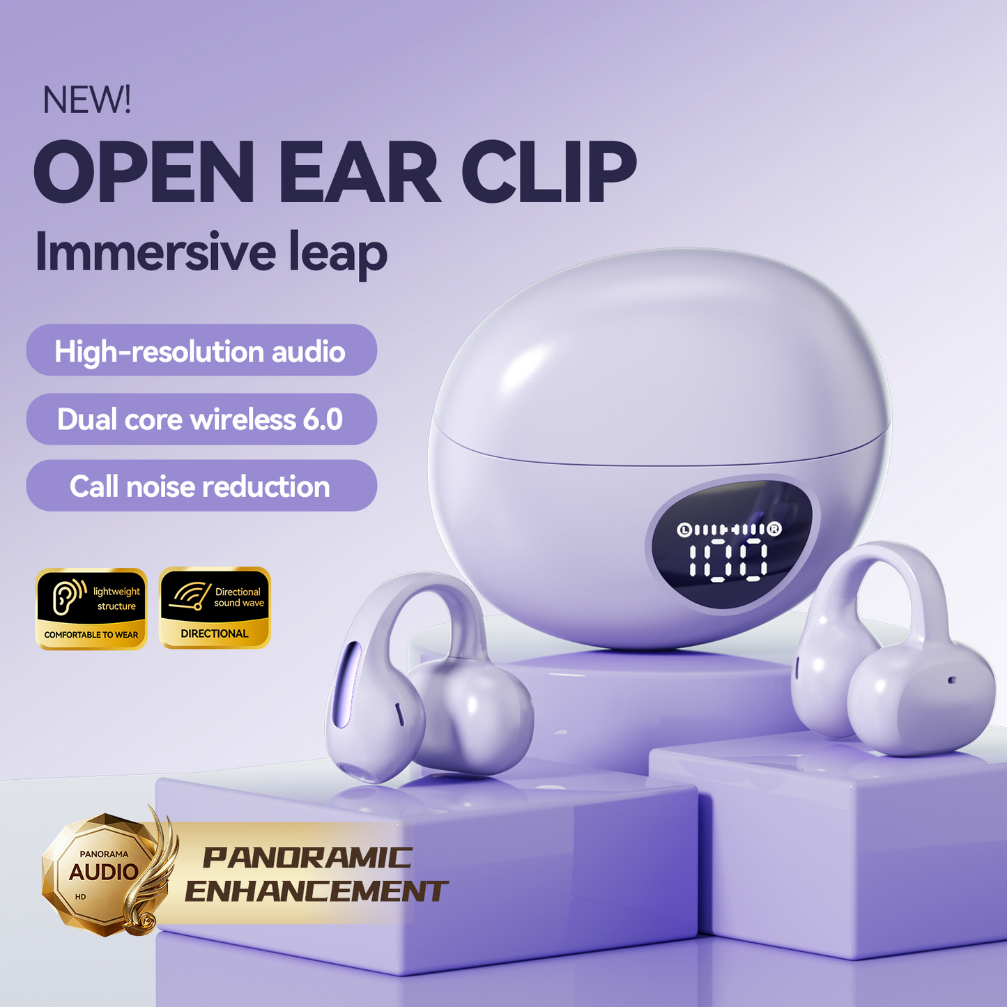 Open-Ear Sport Earbuds, Clip-On Headphones (M158)