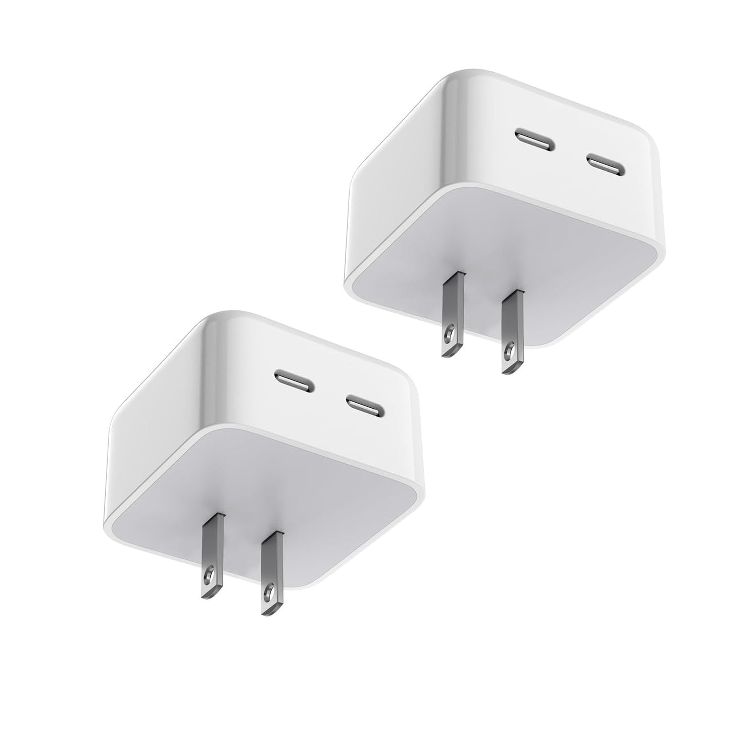 Dual USB-C FAST Charger Cube, 40W PD (US), 2 Pack