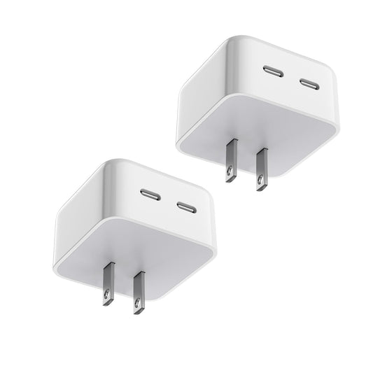 Dual USB-C FAST Charger Cube, 40W PD (US), 2 Pack