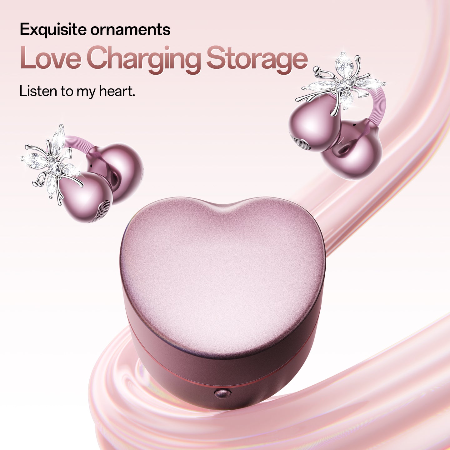 Open-Ear Sport Earbuds, Clip-On Headphones, with Makeup Mirror & Earrings (M186)