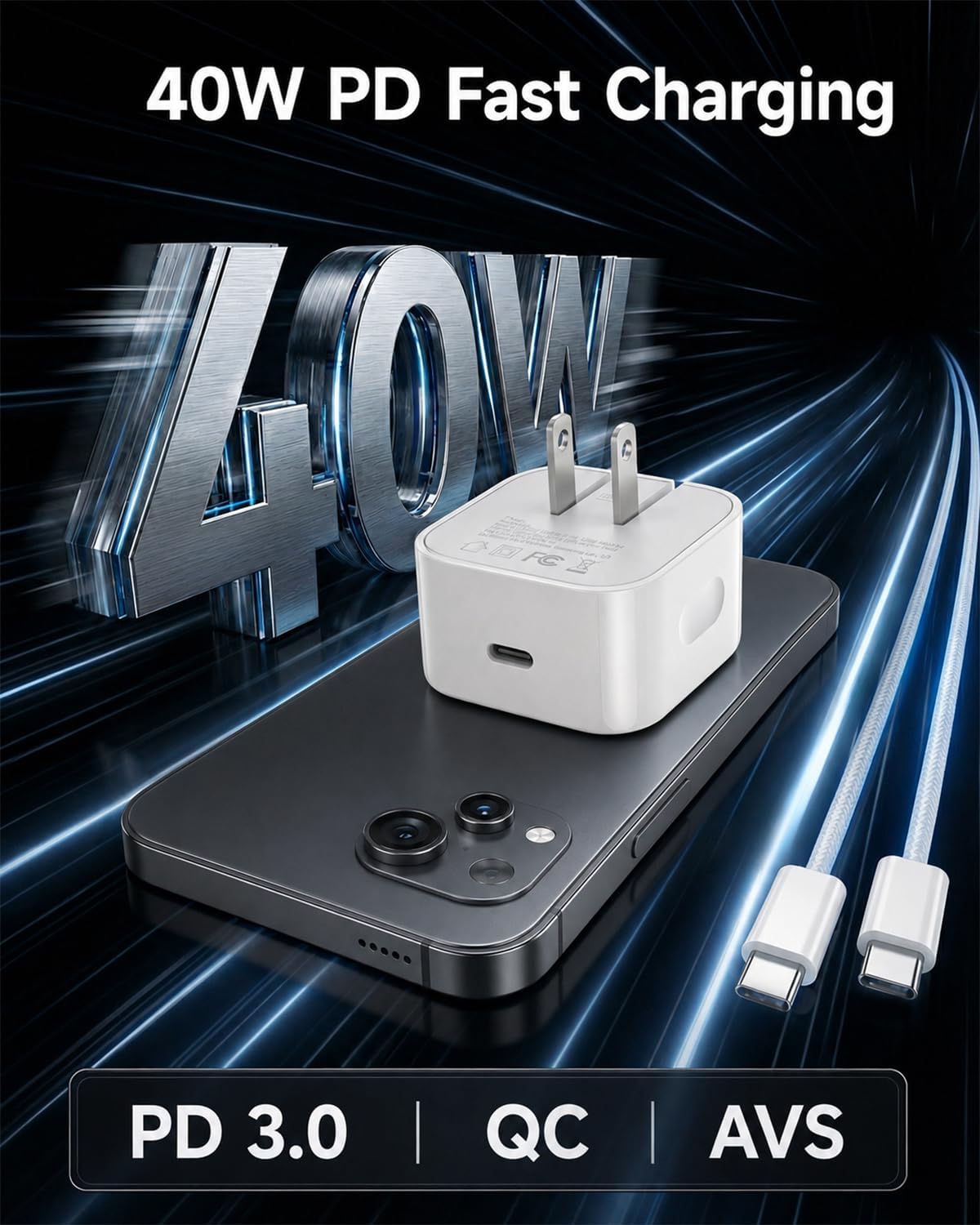 USB-C FAST Charger Cube, 40W PD (US)