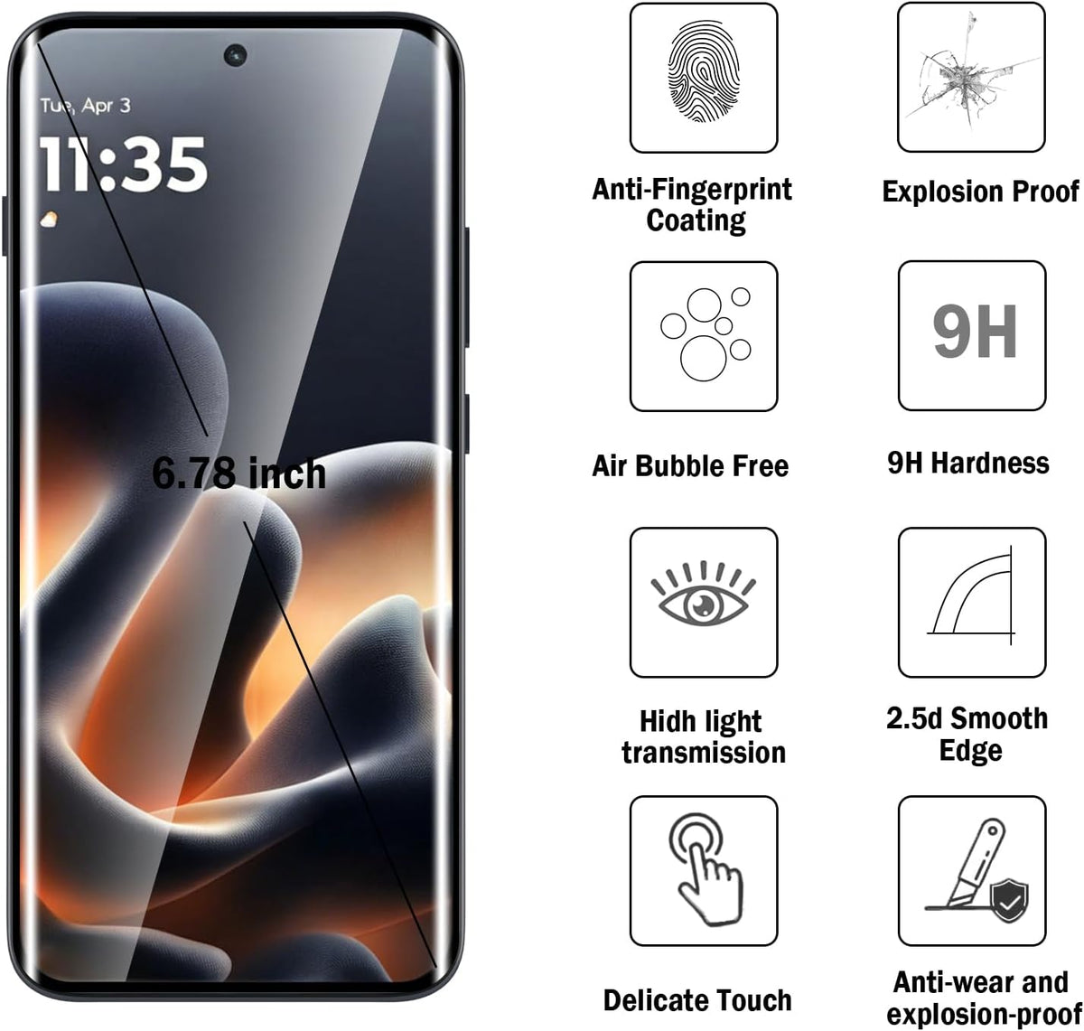 Moto Edge 70 Pro / Edge 70 Pro+ Screen Protector, 2 Pack