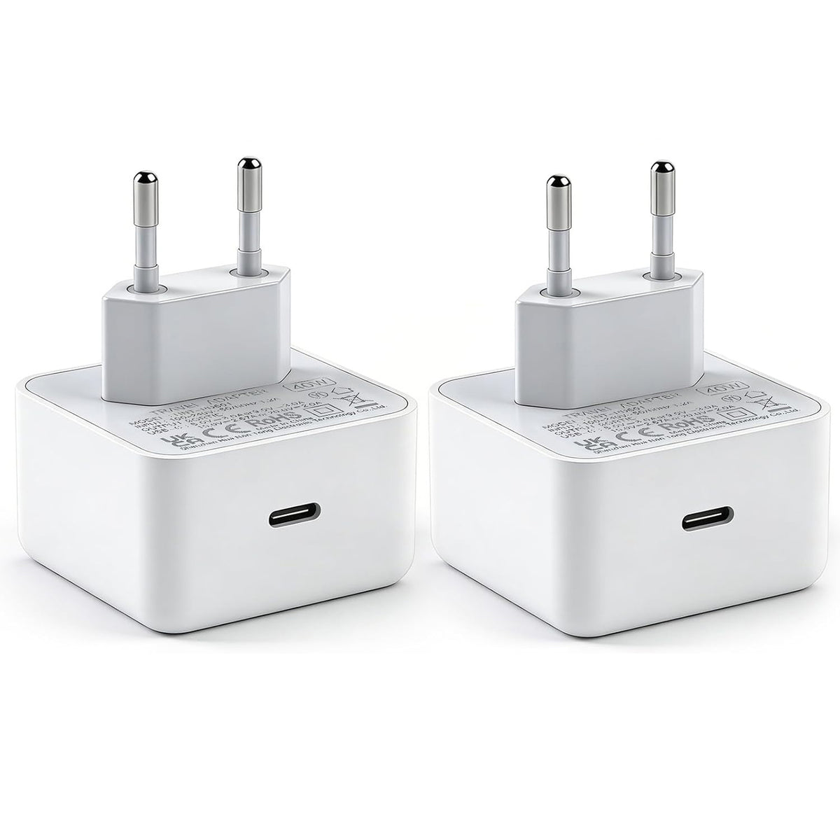 USB-C FAST Charger Cube, 40W PD (EU), 2 Pack