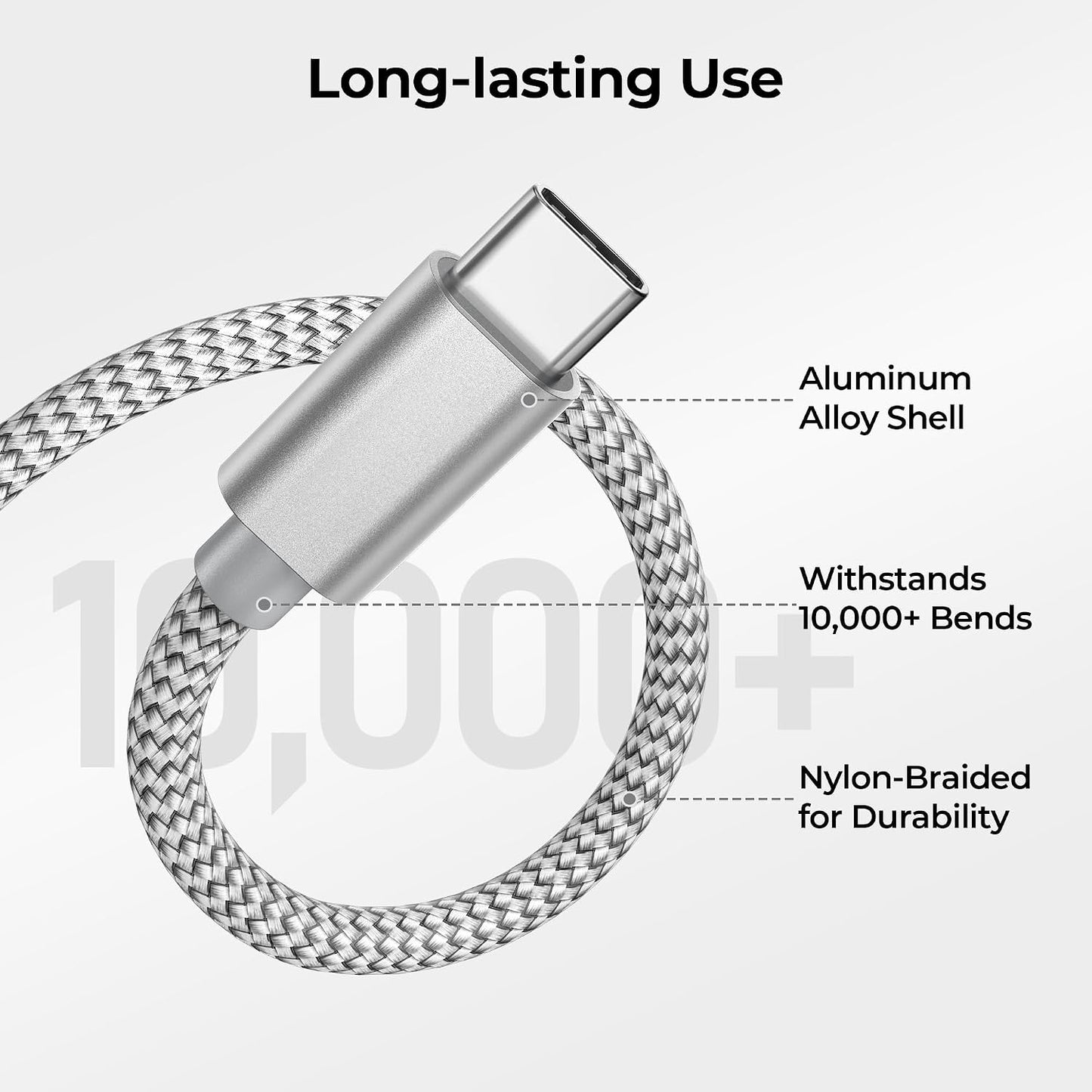 USB-A to USB-C FAST Charging Cable, 2M / 6.56FT, 2-Pack
