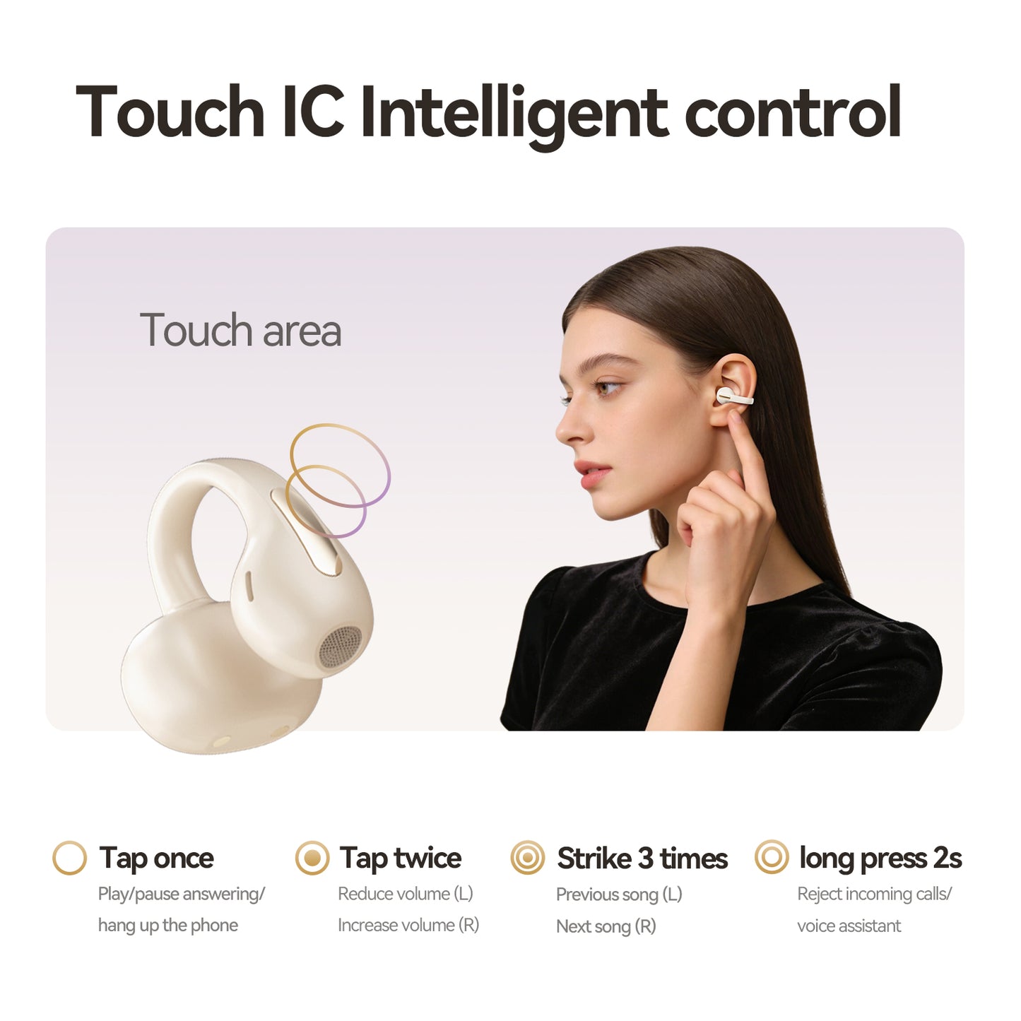 Open-Ear Sport Earbuds, Clip-On Headphones (M158)