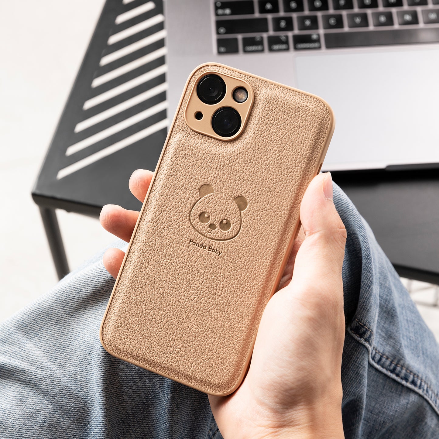Étui en cuir végétalien pour iPhone 15 Plus